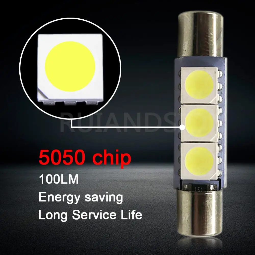 2X Автомобильные светодиодные C5W теплый белый 28 мм 31 3SMD 5050 Клин Авто гирлянда для