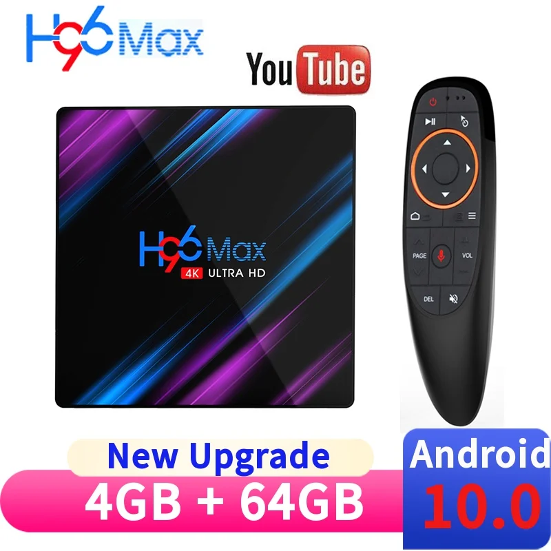 Тв приставка H96 Max Android 10 0 процессор Rockchip RK3318 умный тв бокс 4K 2 4G и bluetooth 4 гб/64 гб