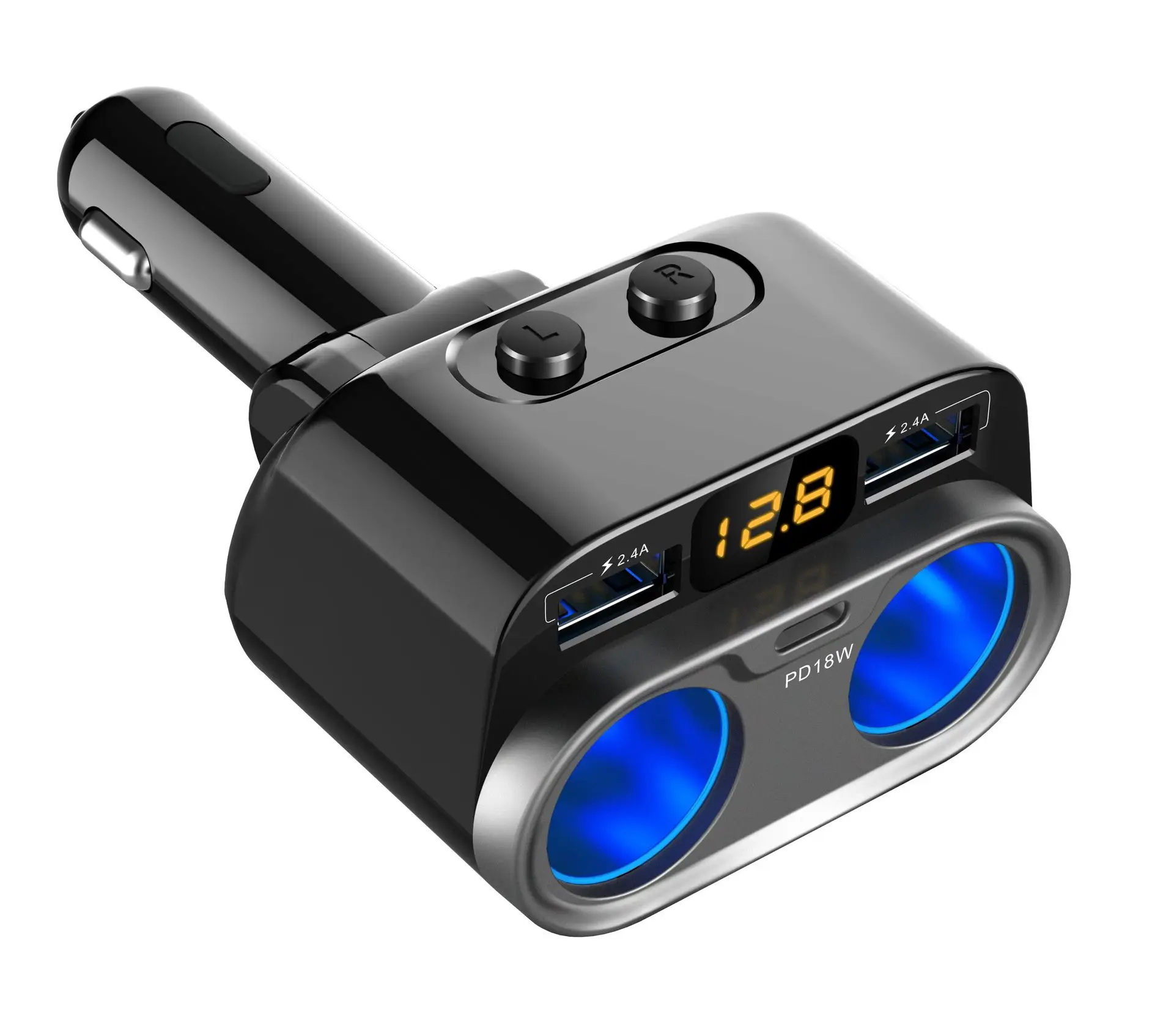 

Double USB Cigarette Lighter Car Charger Multi-Equipment Charging Voltage Detection Car Mounted One plus Two Cigarette Lighter T