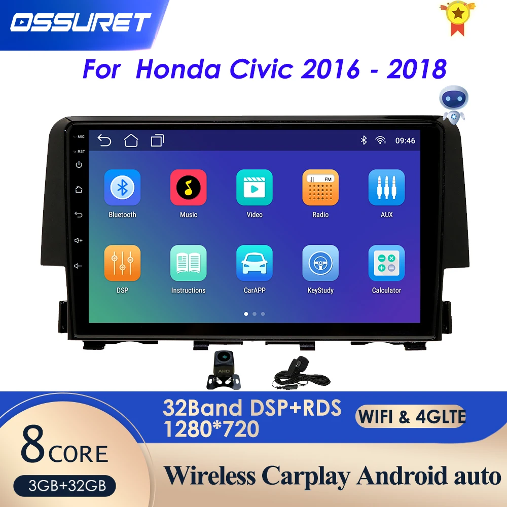 Автомобильное радио мультимедийный видеоплеер навигация GPS Android 10 2 din nodvd для Honda