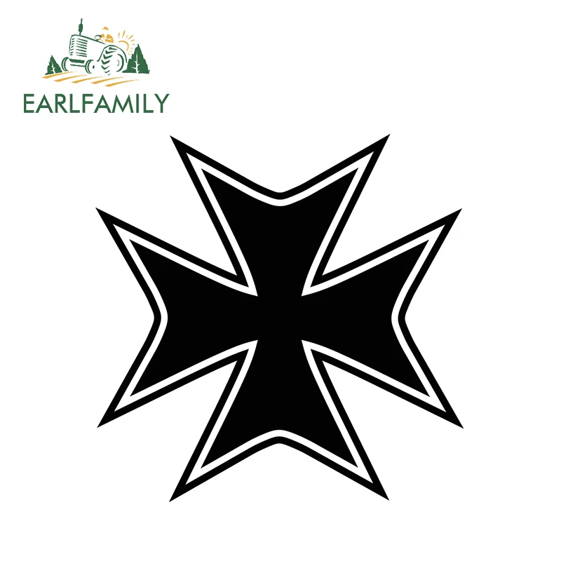 

EARLFAMILY 15cm x 15cm Funny Maltese Cross Vinyl Sticker Waterproof Car Decal SUV 4x4 Personality Car Sticker Black/Silver
