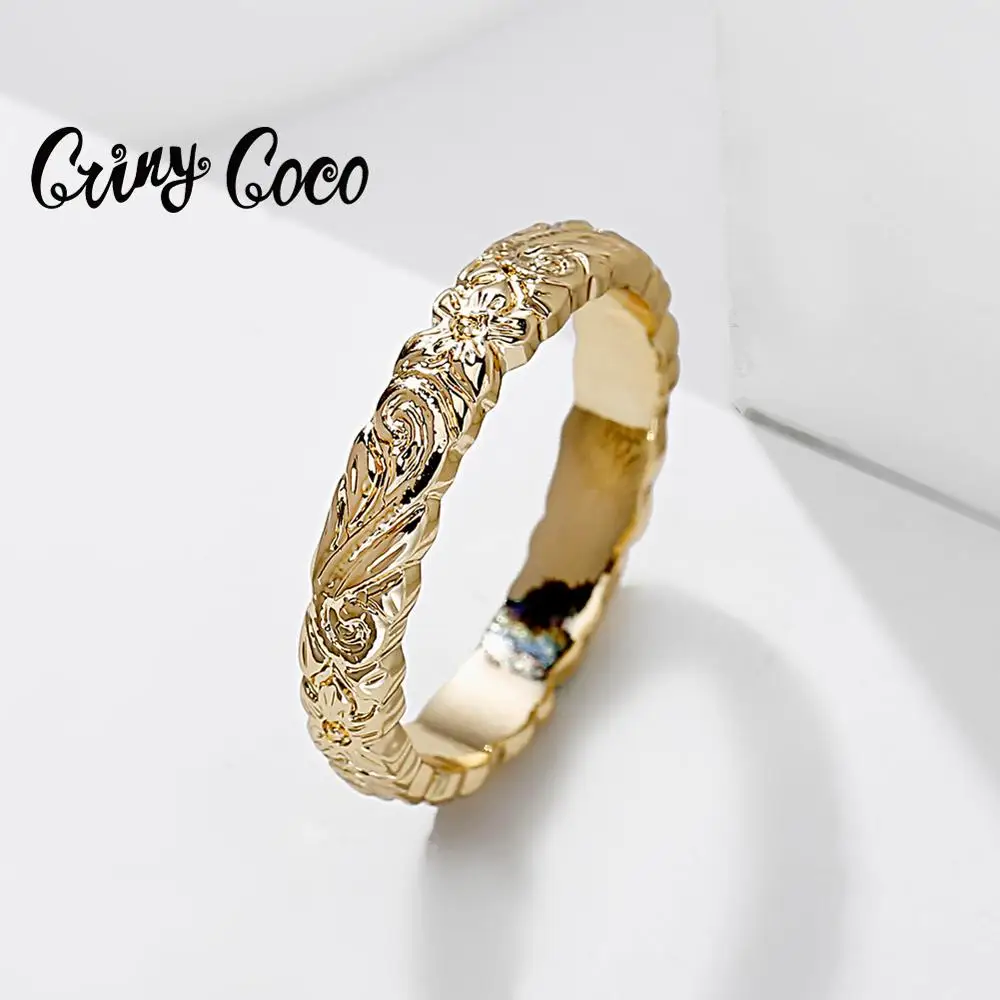 

Cring Coco 2020 New Rings for Women Top Quality Simple Design Hawaiian Gold Color Jewelry Wholesale Female Finger Ring Bijoux