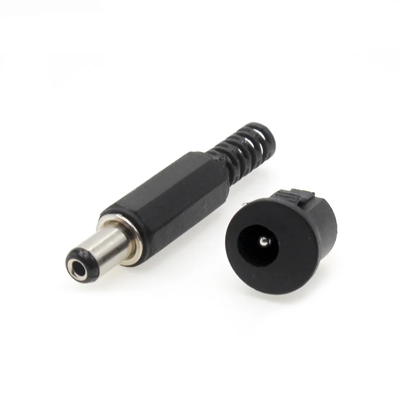 2/5/10Pairs DC 5.5 x 2.1mm Male Plugs + DC Power Socket Female Jack Screw Nut Panel Mount Connector DC022 005 025 022K 099 022B