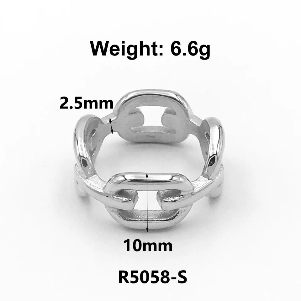 New 18 K Stainless Steel Chubby Rings For Women Simplicity Water Drop Gold Color Chain Ring Wedding Party Rings Jewelry Gift