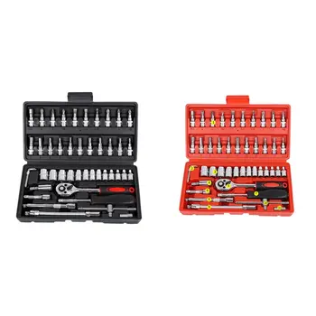 

46pcs/set Carbon Steel Combination Set Wrench Socket Spanner Screwdriver Household Motorcycle Car Repair Tool