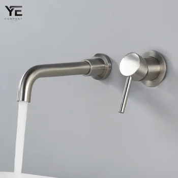 

Wall Mounted Brass Basin Faucet Single Handle Mixer Tap Hot Cold Bathroom Water 304 stainless steel Set 360 degree rotation Tap