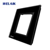 Welaik Interruptor táctil piezas de bricolaje panel de vidrio sólo de pared interruptor de luz negro blanco cristal panel agujero cuadrado A18W /B1 ► Foto 3/5