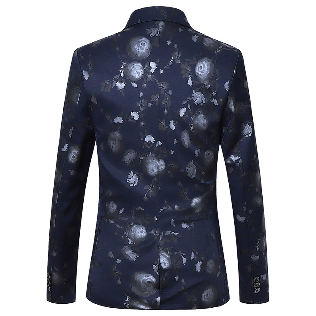 Men's Casual Business Wedding Long Sleeve Print Floral Suit Coat Jacket Blazers Single button For Men Stylish Suit Jacket 9.24