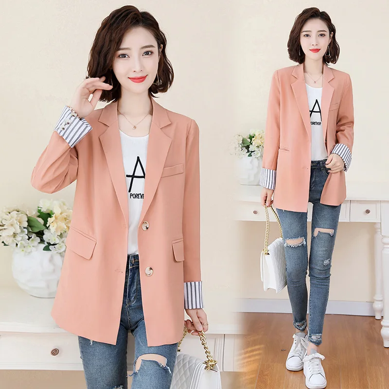 

CHIC Small Suit Coat Women's 2019 Early Spring New Style Spring And Autumn Korean-style Online Celebrity Loose-Fit Casual Long S