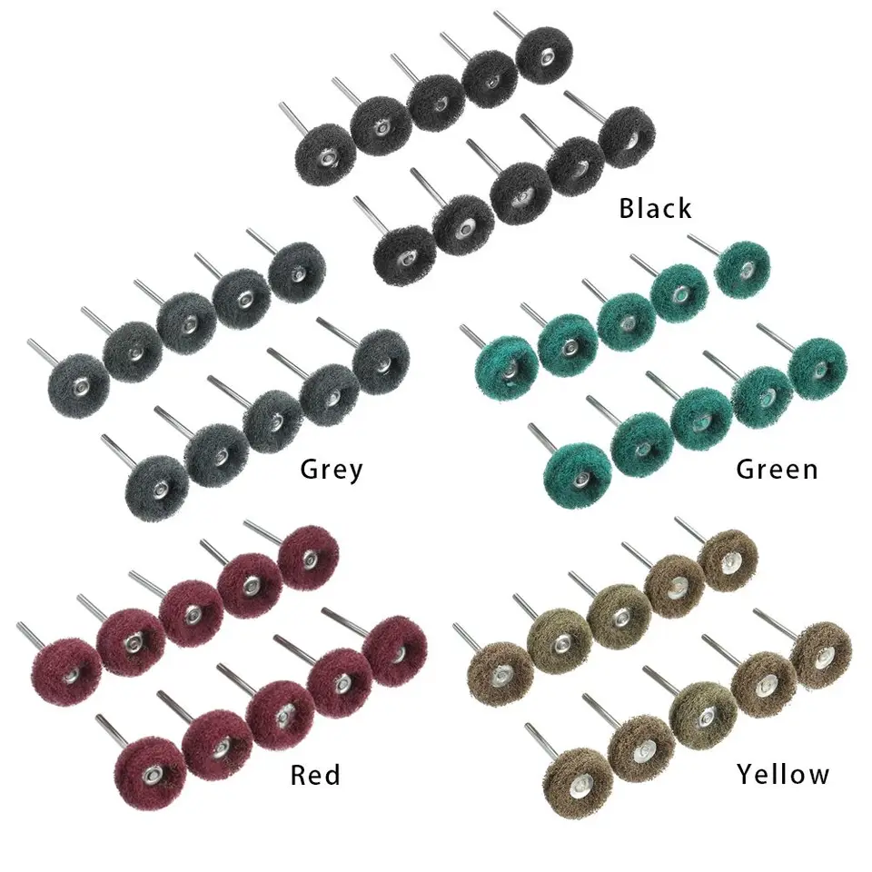 Mini Perceuse Brosse Abrasive En Nylon, Roue De Polissage Avec Tige De 3mm Pour Outil Rotatif Dremel, Ensemble D'accessoires 10 Pièces/paquet