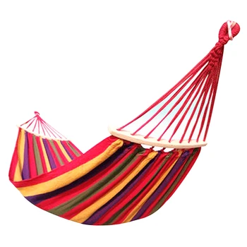 

Portable Outdoor Backyard Canvas Stripe Swing Bed Camping Hunting Double Hammock Garden Sports Home Travel Camping Swing Canvas