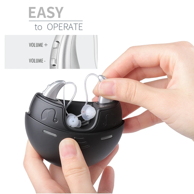 1 Pair Portable Invisible Hearing Aids BTE Hearing Loss Sound Amplifier Armature Driver Adjustable