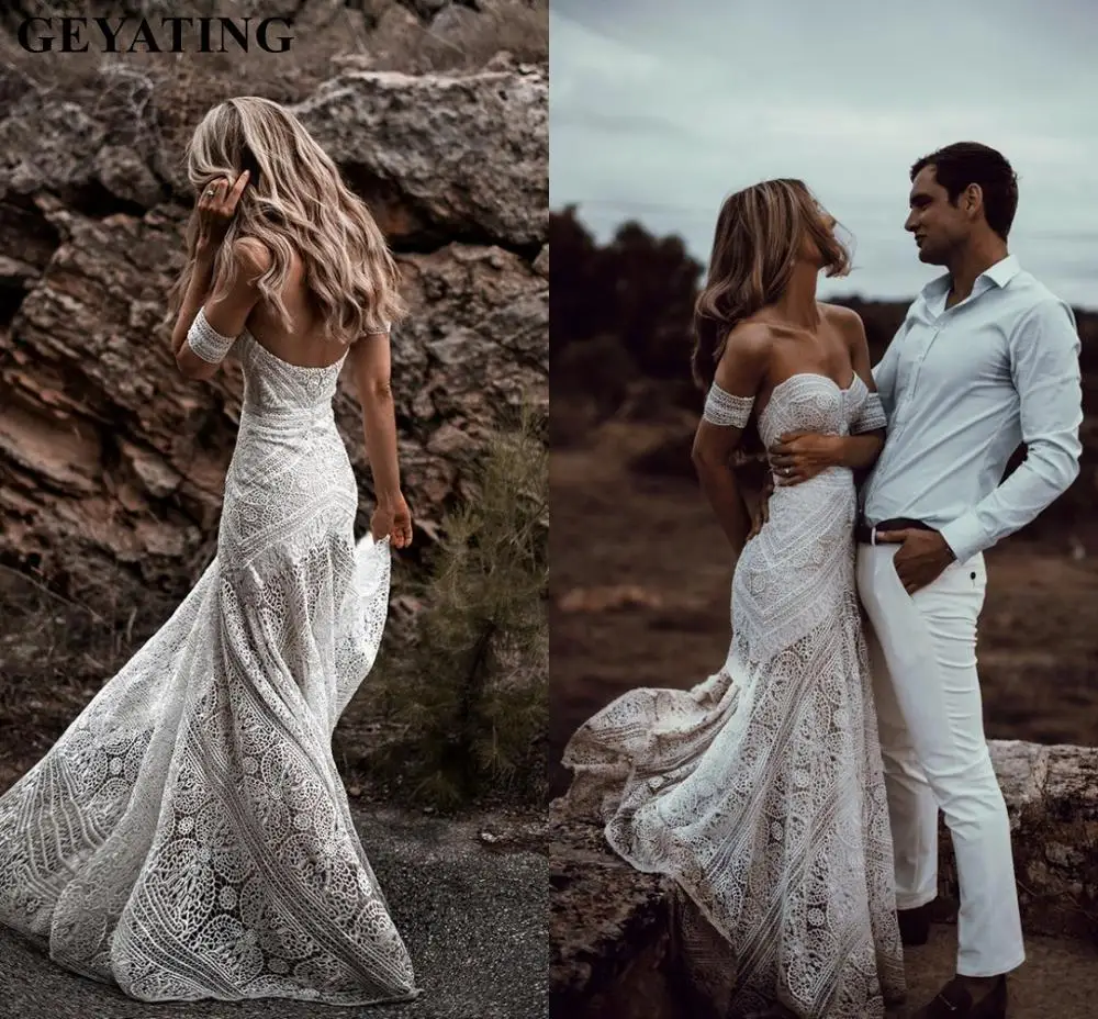 ^Cheap Boho Lace Mermaid Trouwjurk Met Afneembare Mouwen Sweetheart Vintage Bruid Jurken 2020 Lange Trein Bohemian Bruidsjurken ^Cheap Boho Lace Mermaid Trouwjurk Met Afneembare Mouwen Sweetheart Vintage Bruid Jurken 2020 Lange Trein Bohemian Bruidsjurken