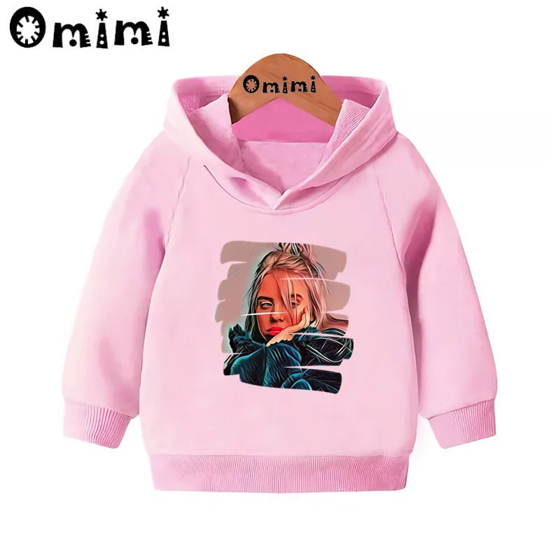 Детские толстовки Billie Eilish в стиле хип-хоп; Детские повседневные толстовки с капюшоном; пуловер для малышей; топы для девочек и мальчиков; осенняя одежда; KMT4545