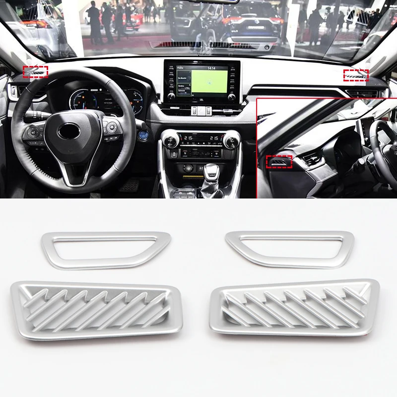 

For Toyota RAV4 XA50 2019 Car Styling Matte ABS Interior Front Dashboard Upper AC Vent Cover Trim 4pcs