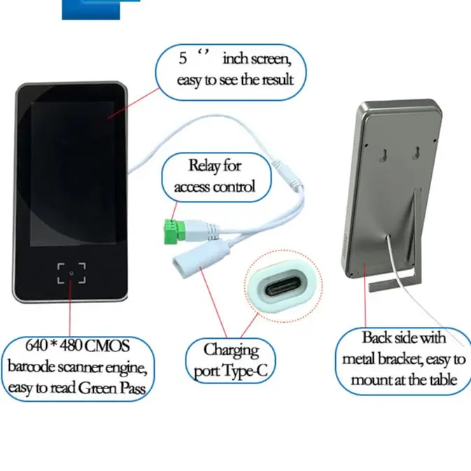 Evawgib Qr-Passcode Scanner Europeo Per Sistema Di Passaggio Sanitario Eu Green Pass Qr-Code-Leser Qr-Code-Scanner-Maschine Zertifikat