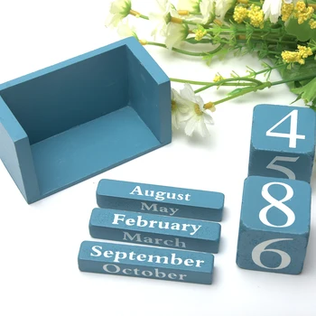 

Desktop Month Date Display Home Office Decor DIY Reusable Desk Decoration Planner Gifts Wood Calendar Wood Block Living Room