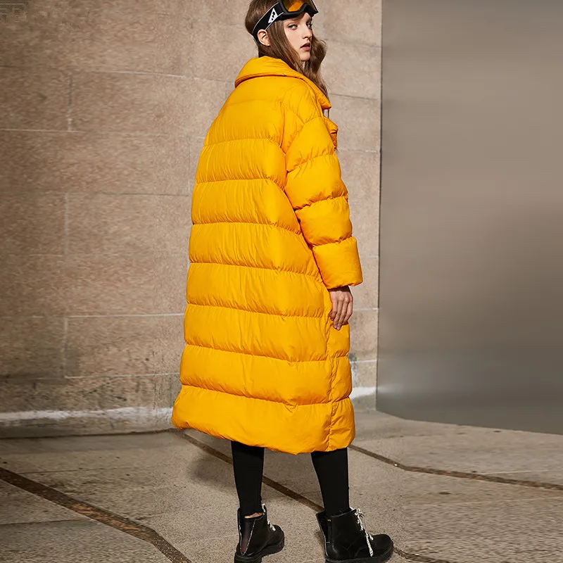 Зимнее пальто 7XL размера плюс, большой размер, 90% белый утиный пух, женский длинный пуховик, теплая куртка, двубортная, толстая, теплая парка F193