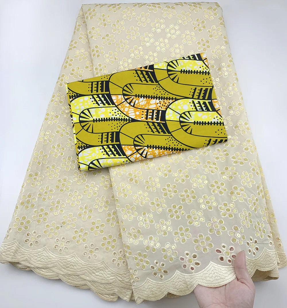 

2.5+3 yard Swiss lace fabric latest heavy Sequins embroidery African cotton fabrics Swiss voile lace popular Dubai style