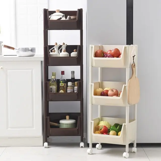 

Kitchen Shelves Floor Multilayer Fruit Vegetable Basket Plastic Storage Basket Living Room Shelf Bathroom Storage Rack