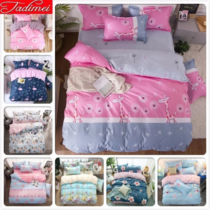 

Pink Adult Kids Girl Duvet Cover Bedding Set Soft Cotton Bed Linen Single Twin Full Queen King Size Bedspreads 150*200 180*220cm