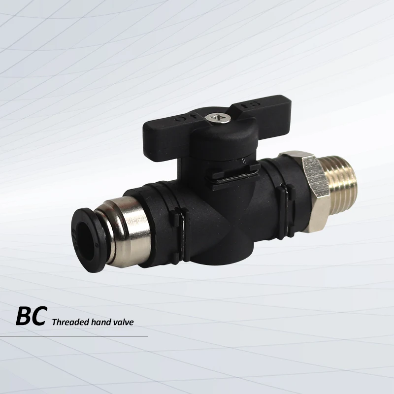 

BC external thread manual valve switch PU trachea pneumatic switch threaded quick plug connector BC 4/6/8/10/12MM