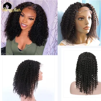 

Swag Malaysian 4X4 Kinky Curly Wig 180% Wig Lace Closure Wigs Pre Plucked With Baby Hair Short Wig Curly Human Hair Wig