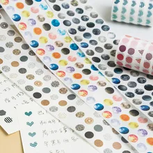 1250 adet/rulo renkli ay Morandi noktalar Washi bant yuvarlak çıkartmalar nokta çıkartmalar Diy dekoratif günlüğü Scrapbooking, 60mm x 3m