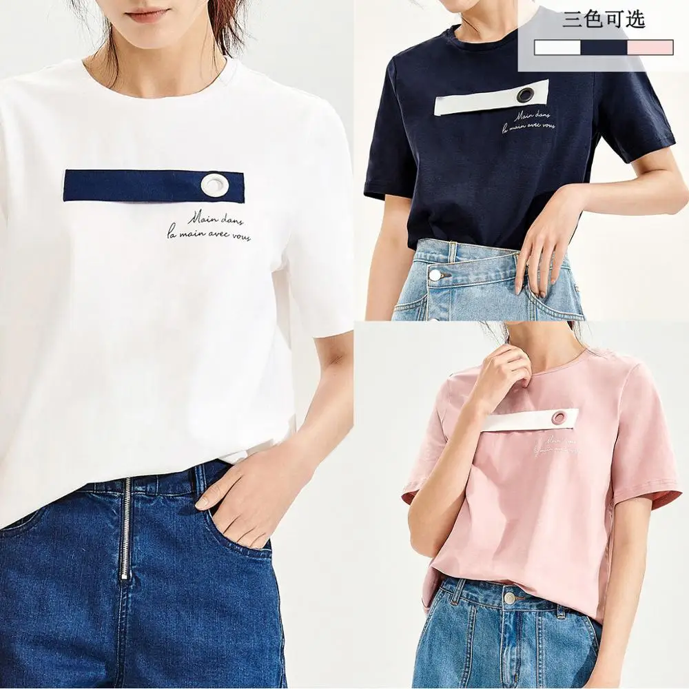 

New Brand Fashion Women T-Shirt Summer Short Sleeves O-Neck Letter Print Lady Tees Good Quality Women Tops Clothes