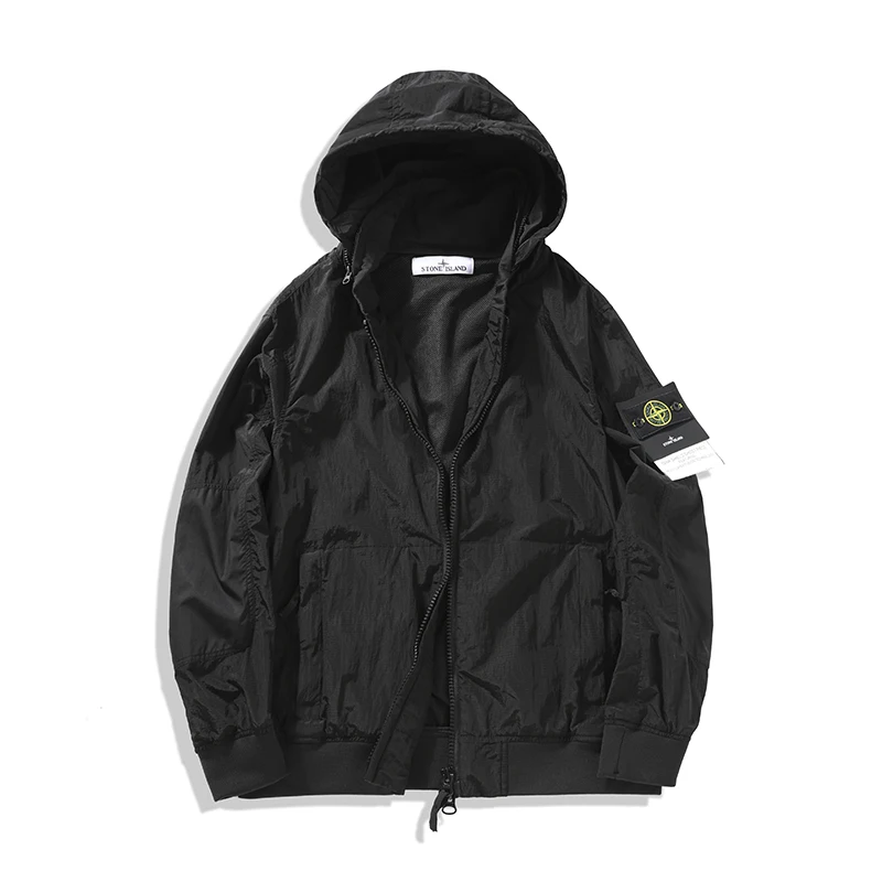 

2020 autumn and winter models simple and versatile solid color men's hoodie jacket casual loose stitching hooded jacket