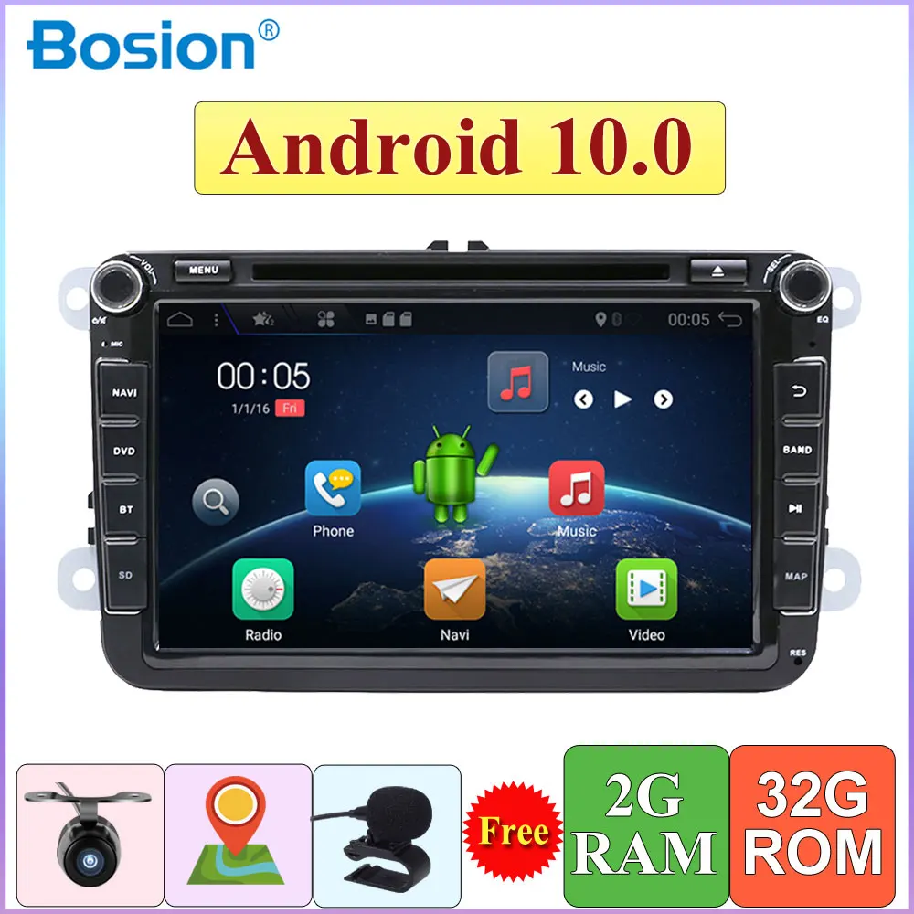 Автомобильный DVD диск 2 DIN с Android 10 для Volkswagen GOLF MK5 MK6 PASSAT B6 POLO SKODA Fabia GPS навигация
