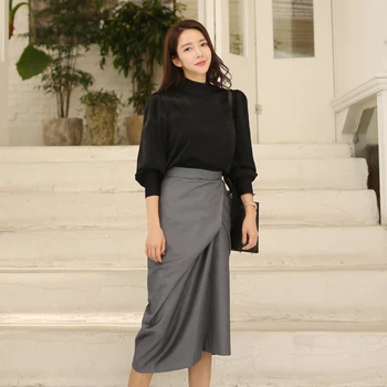 

Han edition in the fall of thin section of head fleece satchel in irregular skirts hip a-line skirt