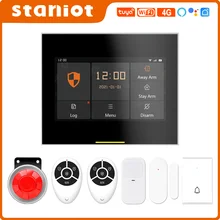 

Staniot F900 Tuya Wireless Wifi 4G Smart Home Burglar Security Alarm Kits for IOS&Android with 4.3 Inch Capacitive Touch Screen