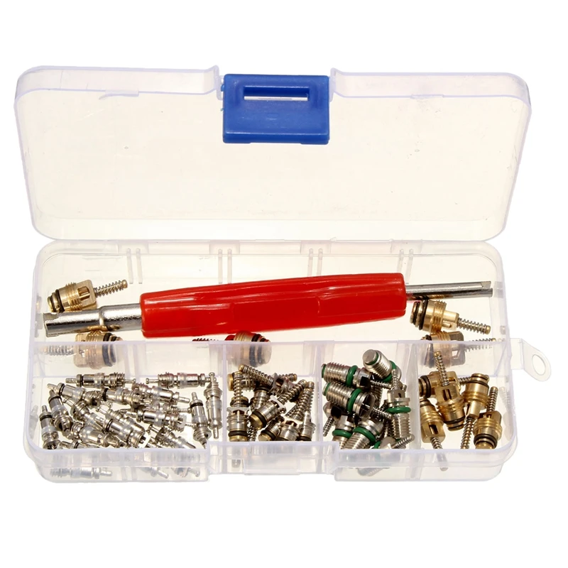 

50Pcs A/C Valve Core Valves for R12 R134A Car Air Conditioning Repair Tool Bore Key Valve Core Remover Tool