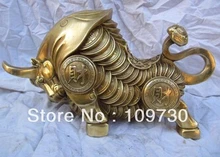 Бесплатная доставка <китайская Классическая латунь медь приносить Богатство Благоприятный бык, Мул Статуэтка фэншуй(China)