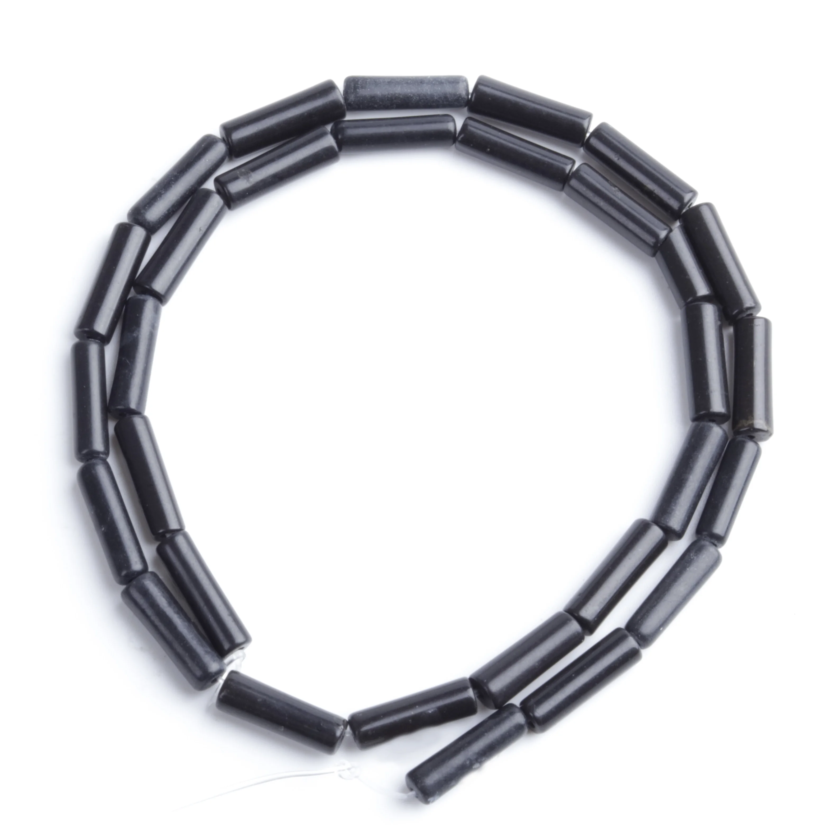 Natural Stone 4x13mm Black Crysta Bucket Beads Cylindrical Beads