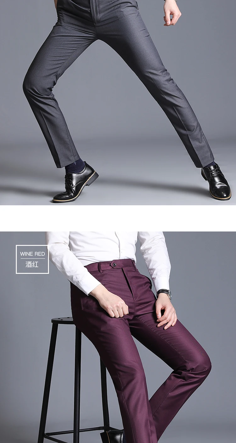 Новые высококачественные мужские однотонные брюки для делового костюма/мужские высококачественные прямые повседневные тонкие брюки 28-37
