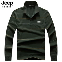 JEEP SPIRIT/оригинальная брендовая мужская полосатая рубашка-поло с длинным рукавом и отложным воротником, мужская повседневная хлопковая рубашка поло для мужчин