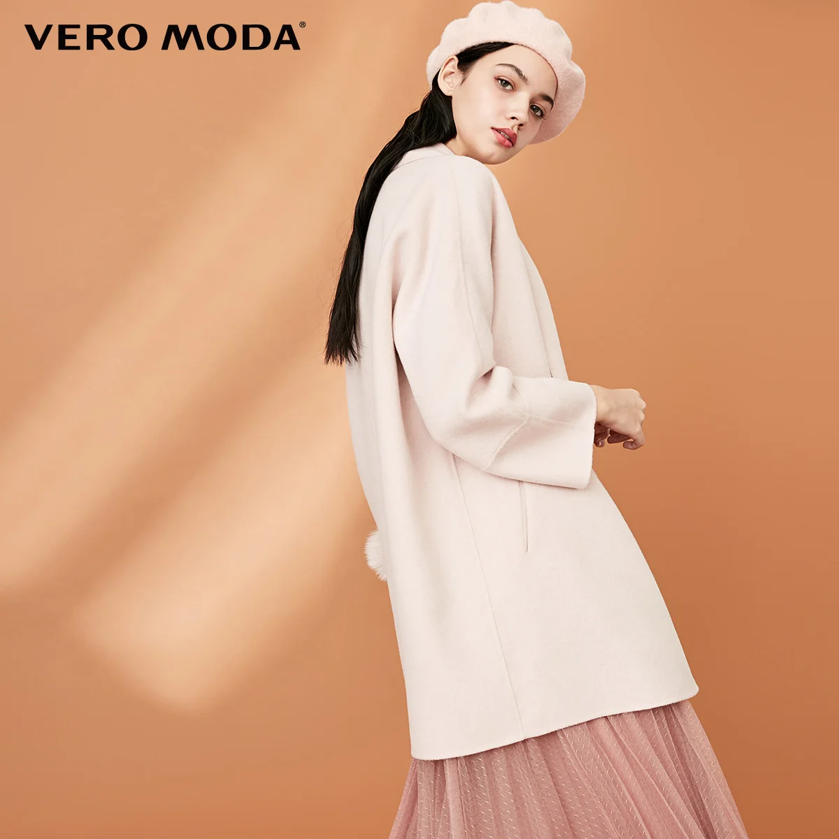 Vero Moda пальто женское парка женская зимняя куртка для женщин О товаре Для женщин шерсти светильник фиолетового цвета с круглым вырезом Форма чистый Шерстяное пальто | 318327525 - Цвет: Perla rosa