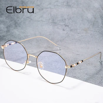

Elbru Women polygon Metal Anti Blue Light Blocking Glasses Frame Men Computer Games Goggles Eyeglasses Optical Spectacle glasses