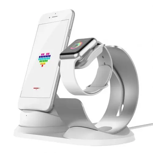 2 в 1 Алюминиевый сплав часы зарядный стабилизатор кронштейн для iPhone iWatch - Цвет: Серебристый