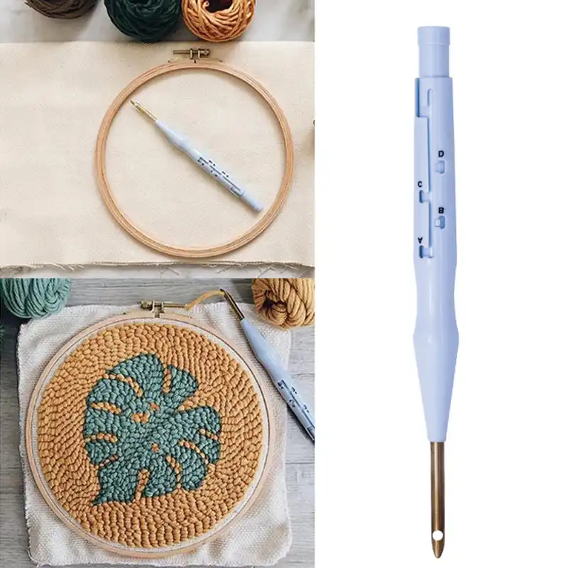 Punch Needle Embroidery Kit Needle Weaving Tools for DIY 4 Needles + 4 Needle threaders