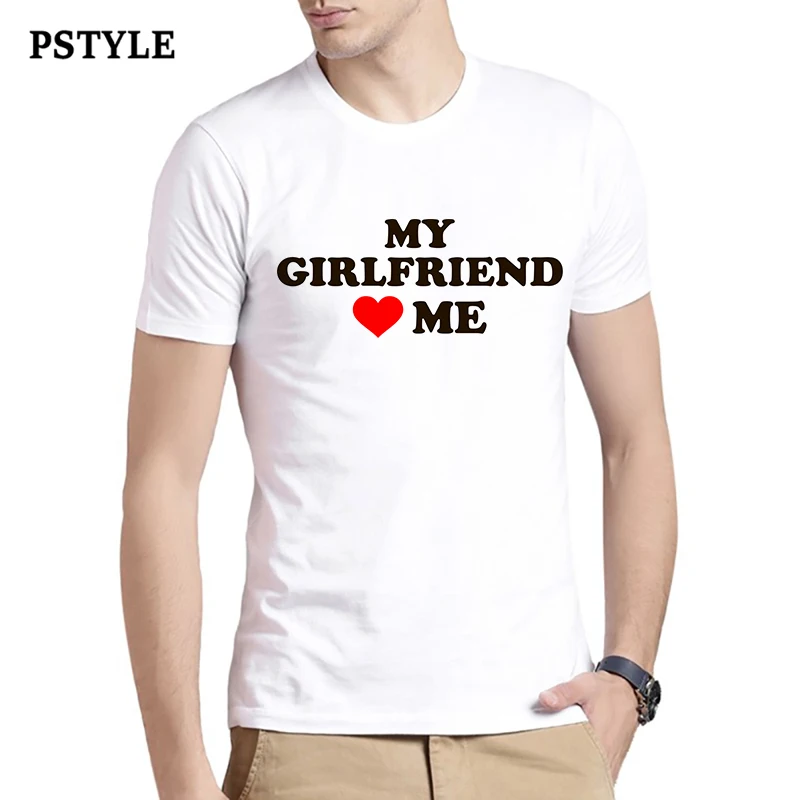 Pstyle/Одежда для пар летняя футболка футболки с надписью «My Boy Girl Friend Love Me», Повседневная белая футболка футболки с короткими рукавами и круглым вырезом