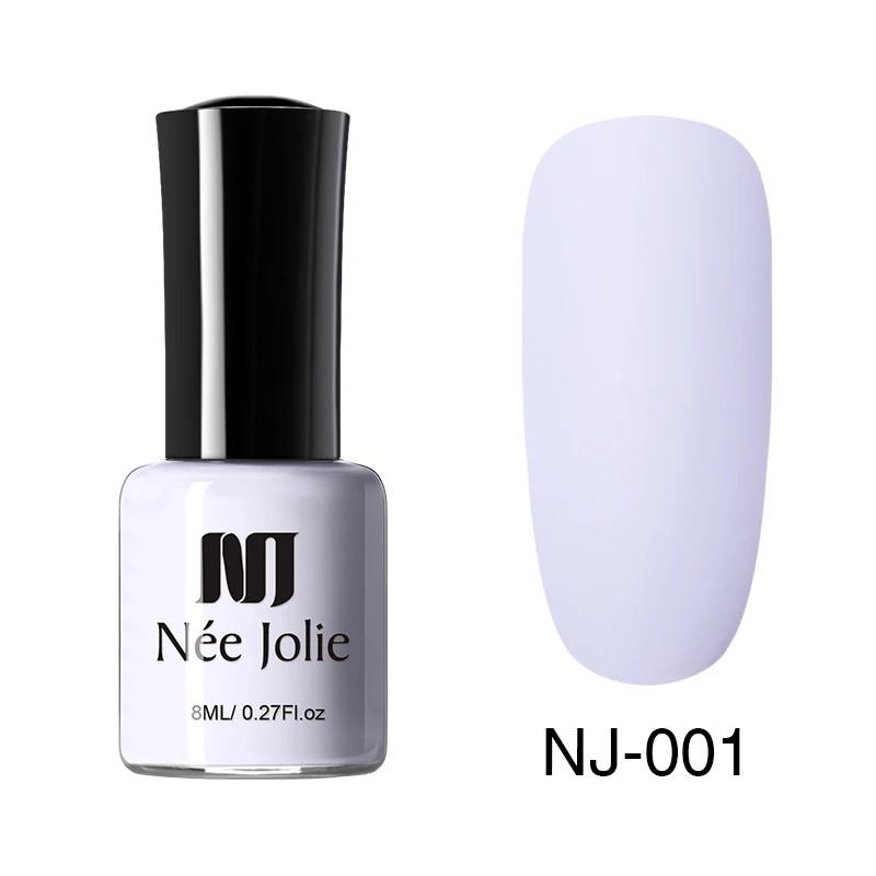 NEE JOLIE 8 мл матирующий лак для ногтей новая бутылка черный фиолетовый чистый цвет лак для ногтей Дизайн ногтей 12 цветов - Цвет: NJ-01