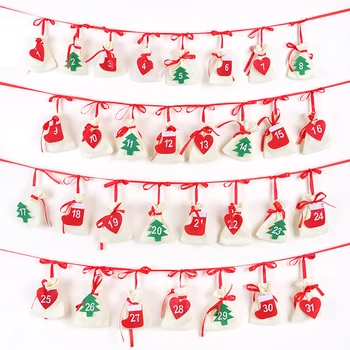 

Xmas Hanging Bags Garland Wreath Christmas Party Hang Decoration Advent Calendar