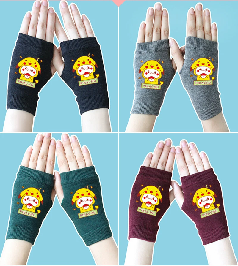 Anime Fairy Tail Death Note Half-fingered Gloves Gengar Cosplay Warm Cotton Knitted Cool Mittens