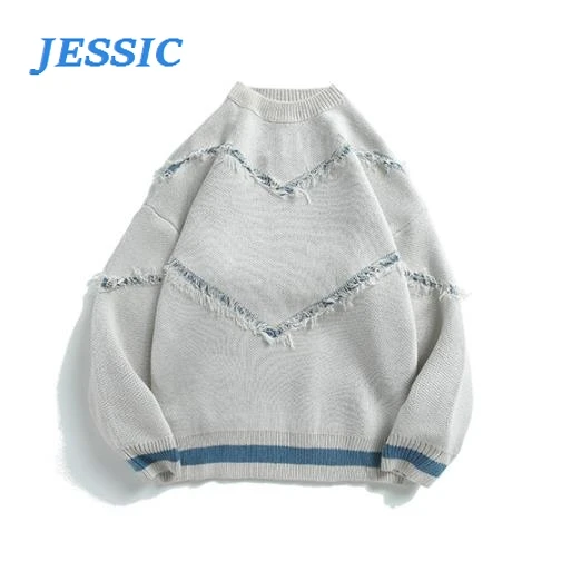 

JESSIC Fashion Winter New Style Cool Lettered Jacquard Sweater Paris Tassels Lantern Sleeve Sweater Women's PARIS SWEATER