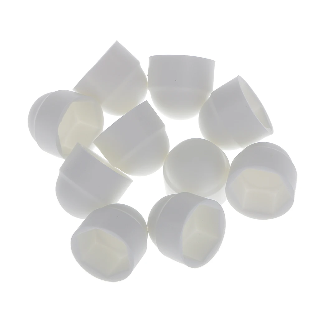 10 Pieces White Dome Nut / Bolt Cover Caps Nylon, M8 13x15mm