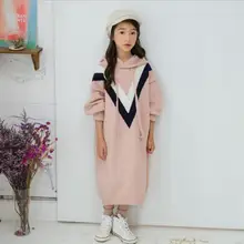 Свитер для девочек; платья с капюшоном; Осень-зима г.; платье принцессы; милая детская одежда;