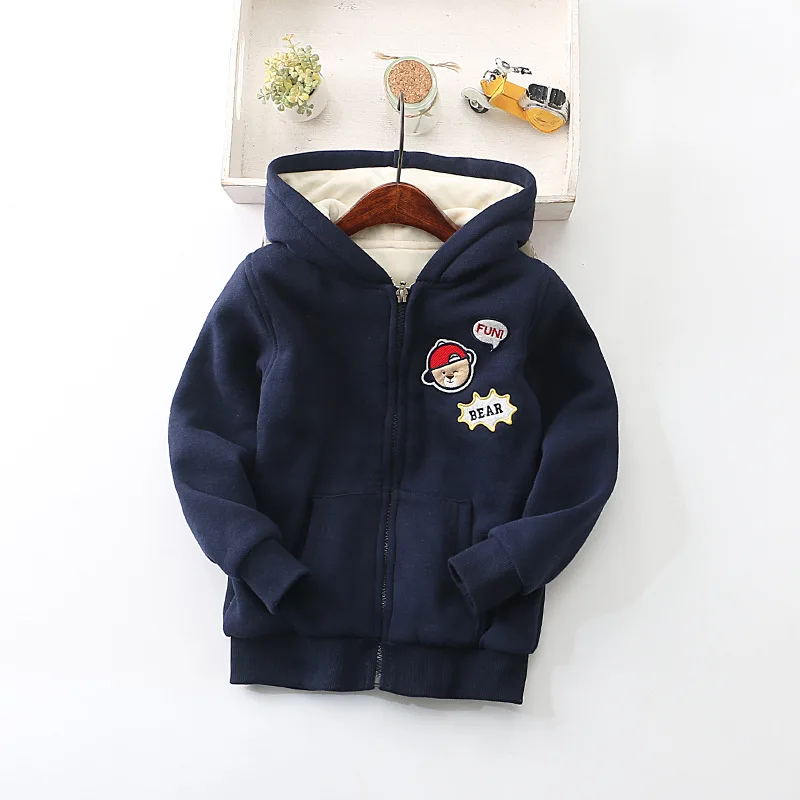 CHILDREN'S Cotton Wear Winter New Style Boutique BOY'S Bear Casual Versatile Brushed And Thick Cotton Coat Middle And Large